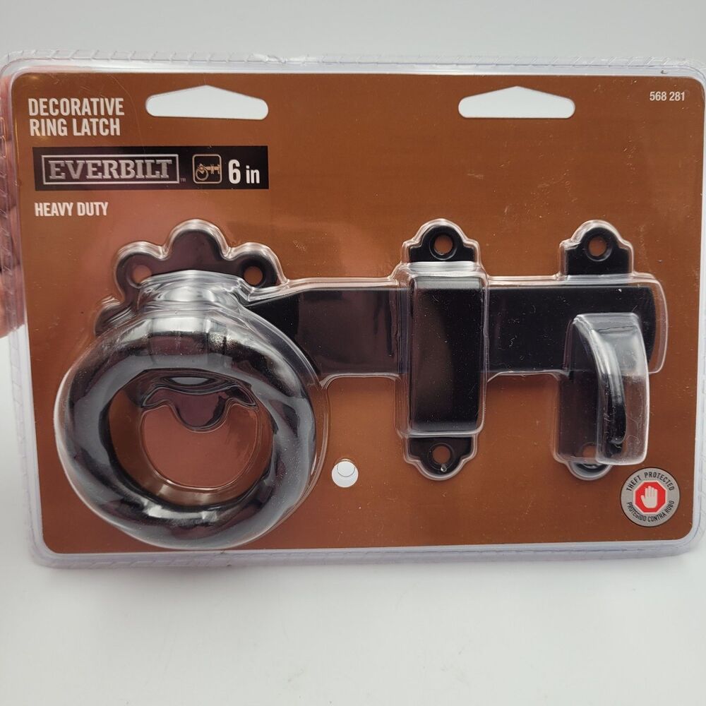Everbilt Black Gate/Barn Door Ring Latch Decorative 6" Heavy Duty Vintage Style